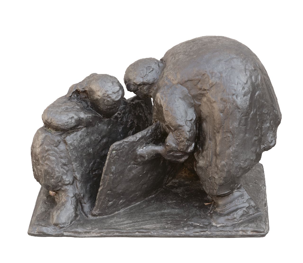 Cor Hund | Looking at pictures, bronze, 21.0 x 29.0 cm, signed on the bottom and dated 1956 on the bottom