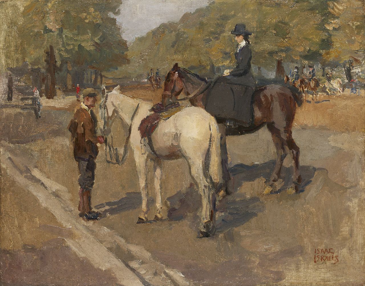 Israels I.L.  | 'Isaac' Lazarus Israels, A ride in Hyde Park, London, oil on canvas 70.2 x 89.2 cm, signed l.r.