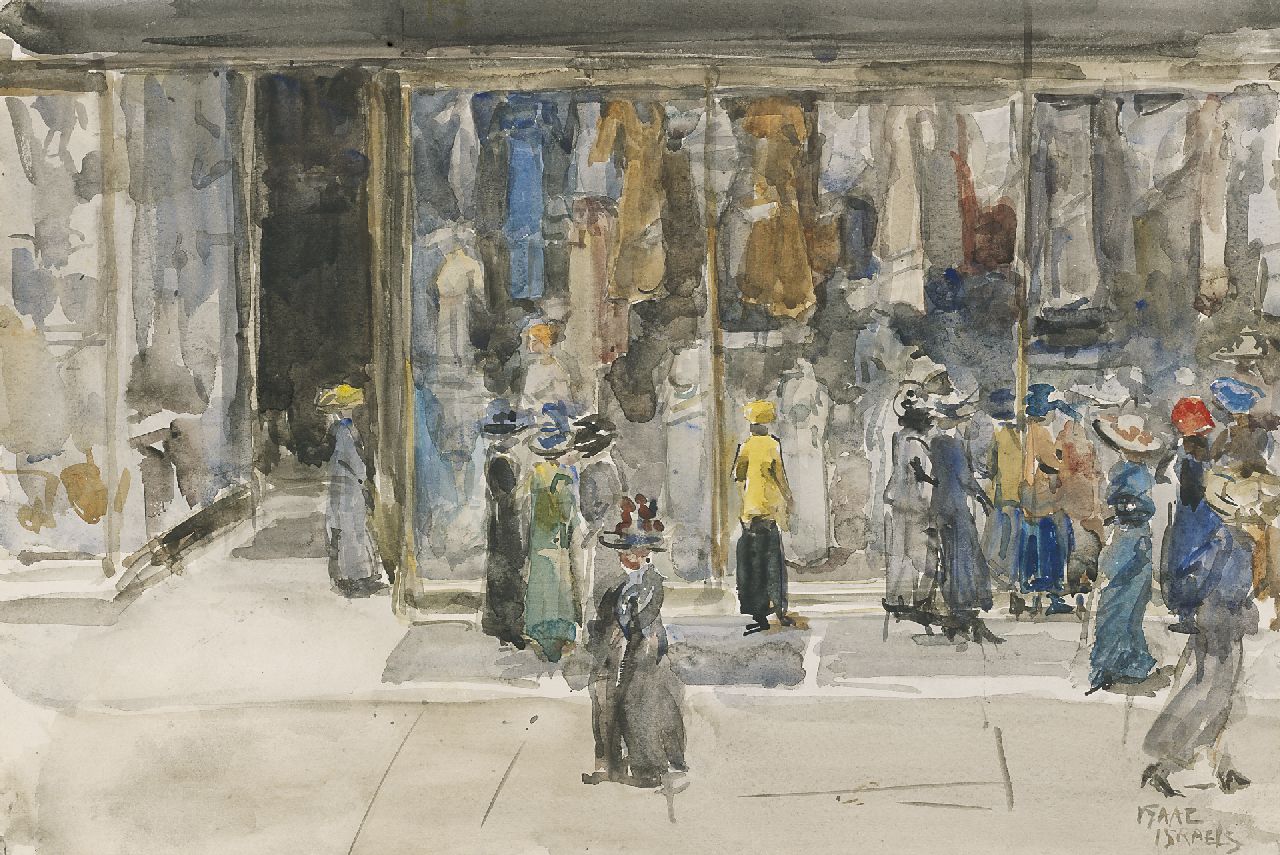 Israels I.L.  | 'Isaac' Lazarus Israels, The fashion house, watercolour on paper 35.8 x 53.3 cm, signed l.r.