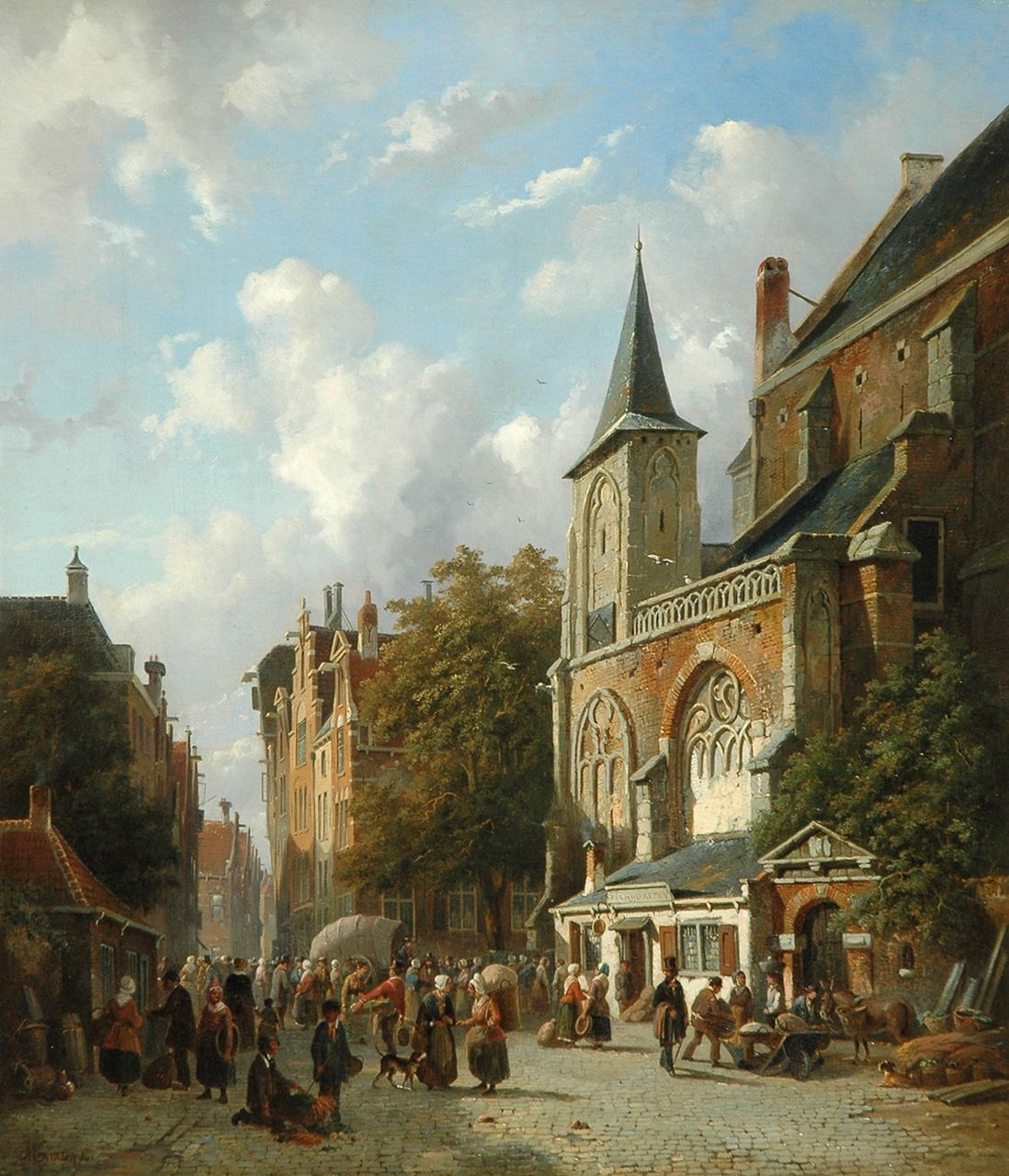 Eversen A.  | Adrianus Eversen, A Dutch town view, oil on canvas 71.3 x 62.3 cm, signed l.l. and dated '56