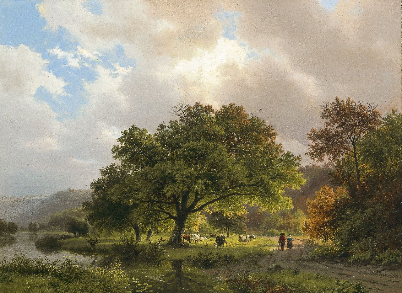 Koekkoek B.C.  | Barend Cornelis Koekkoek, Oak along a little stream'Het Meertje' at Beek near Nijgemegen, oil on canvas 39.0 x 53.0 cm, signed l.r. and dated 1840