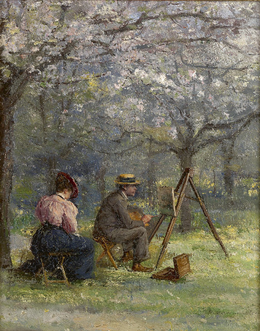 Louis van Engelen | The plein air painter, oil on panel, 24.5 x 19.7 cm, signed l.r.