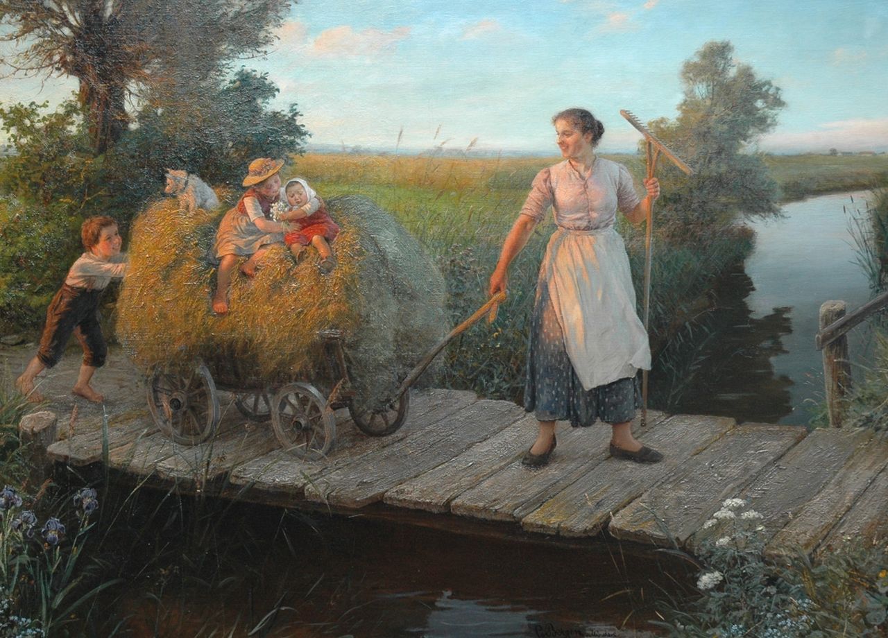 Karl von Bergen | Going home after a day's work, oil on canvas, 79.5 x 116.0 cm, signed l.m.