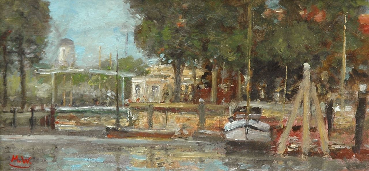 Meyer-Wiegand R.D.  | Rolf Dieter Meyer-Wiegand, Dutch canal, oil on painter's board 10.0 x 20.0 cm, signed l.l. with monogram