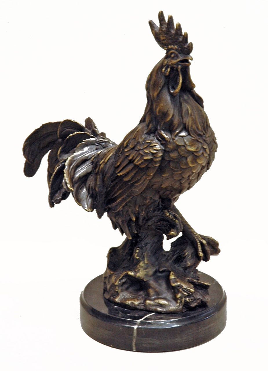 Onbekend | Rooster, bronze, 32.2 x 20.1 cm, signed signed 'EUIS' on the base