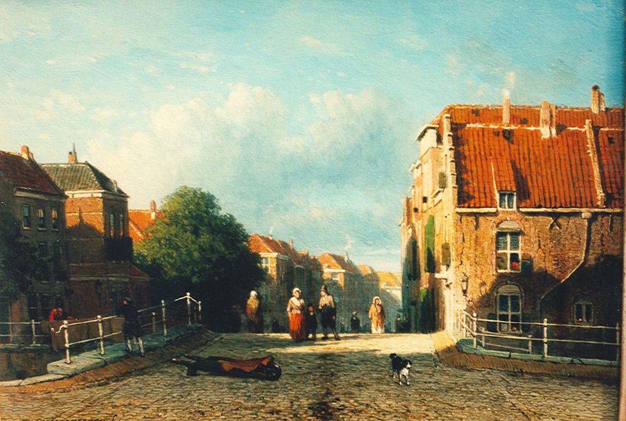 Weissenbruch J.  | Johannes 'Jan' Weissenbruch, A view of a Dutch canal, oil on panel 17.8 x 24.8 cm, signed l.l.