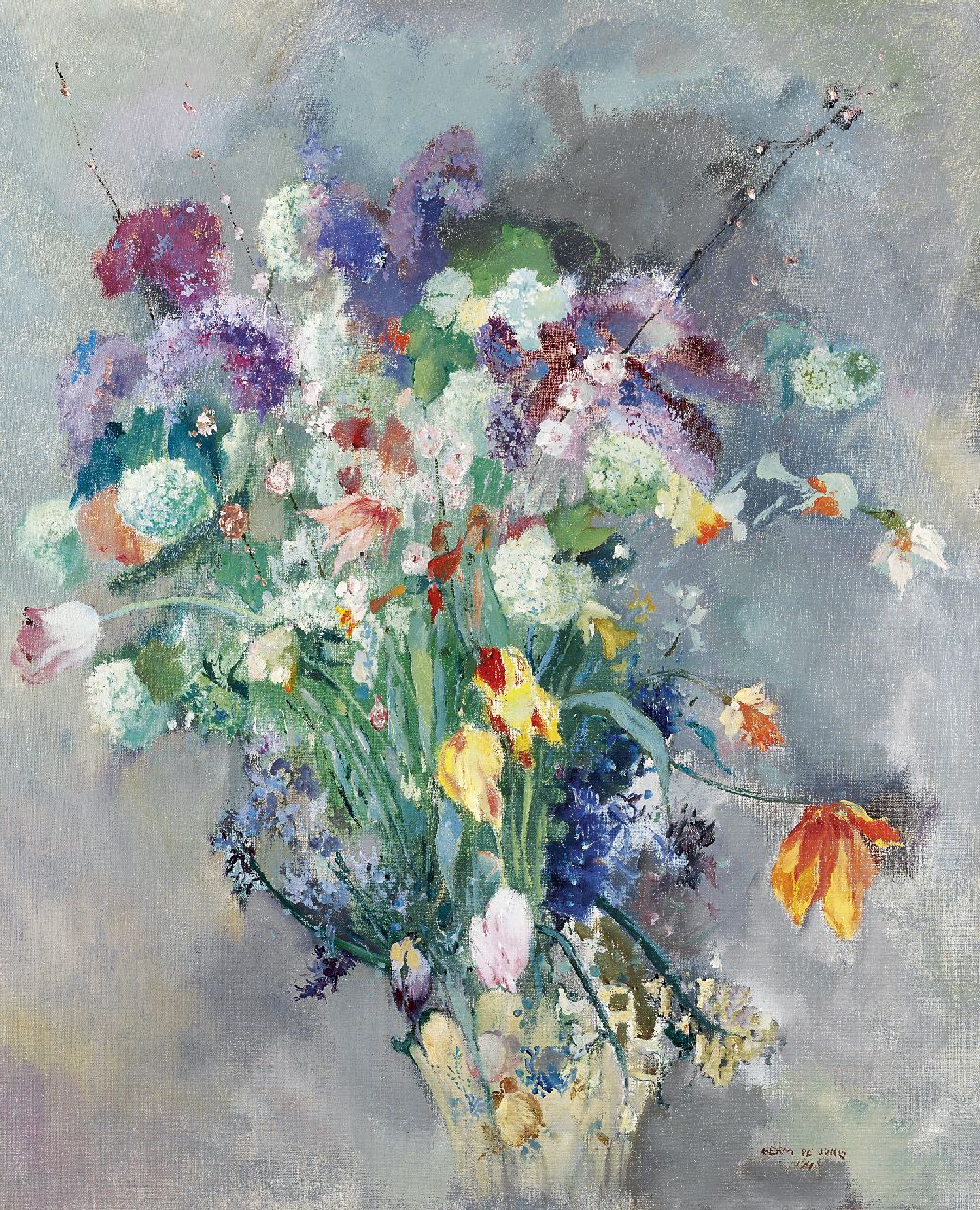 Jong G. de | Gerben 'Germ' de Jong, Spring flowers, oil on canvas 81.4 x 65.4 cm, signed l.r. and dated 1943