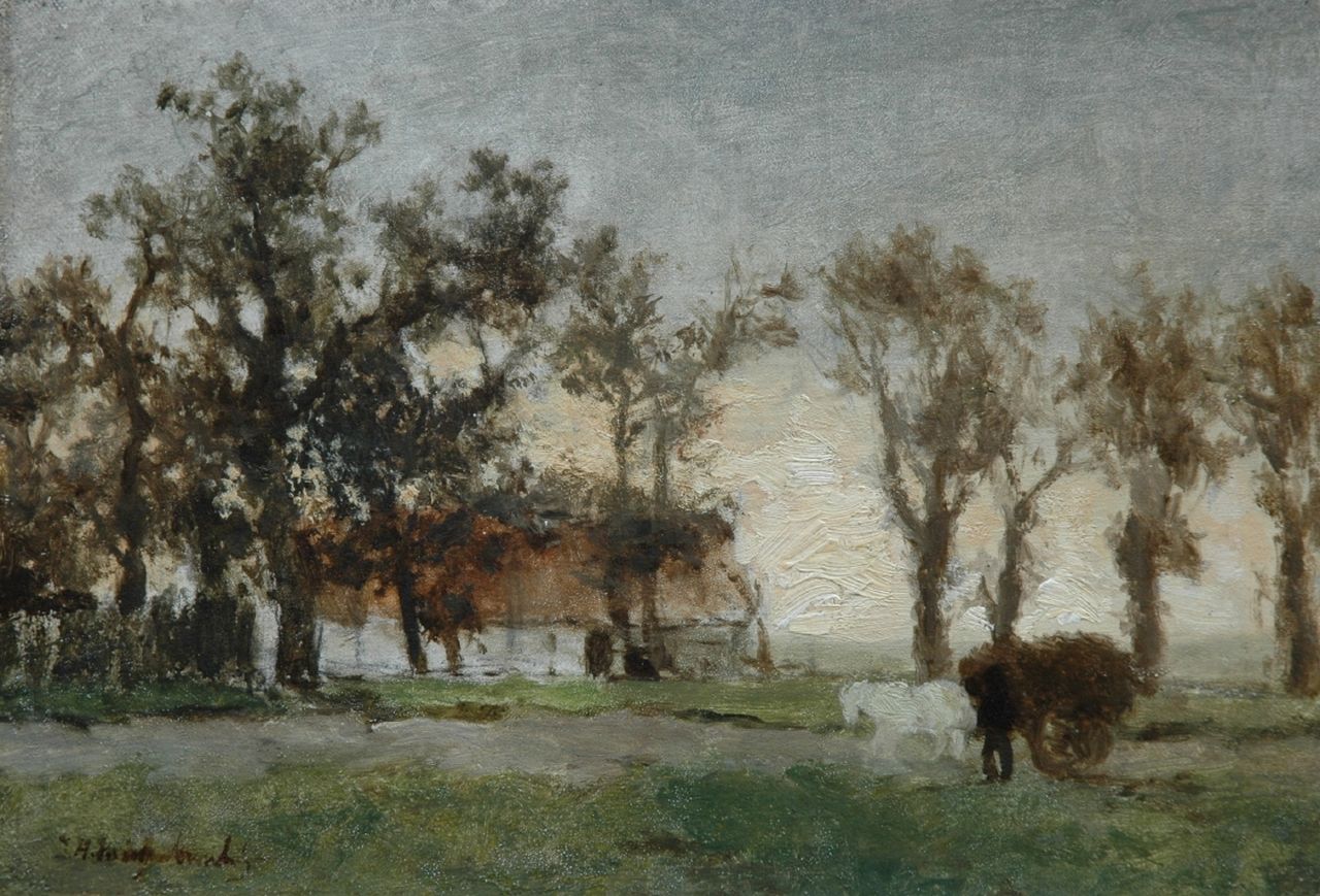 Weissenbruch H.J.  | Hendrik Johannes 'J.H.' Weissenbruch, A farm among trees, oil on canvas 20.9 x 29.5 cm, signed l.l.