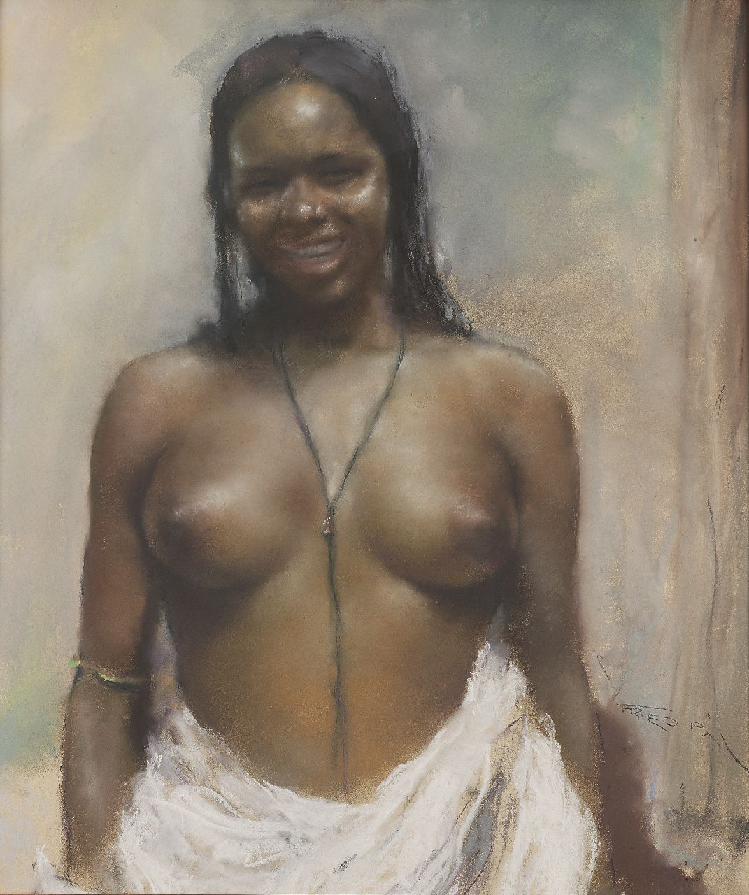 Fried P.  | Pal Fried, African nude, pastel on paper 80.0 x 70.0 cm, signed l.r.