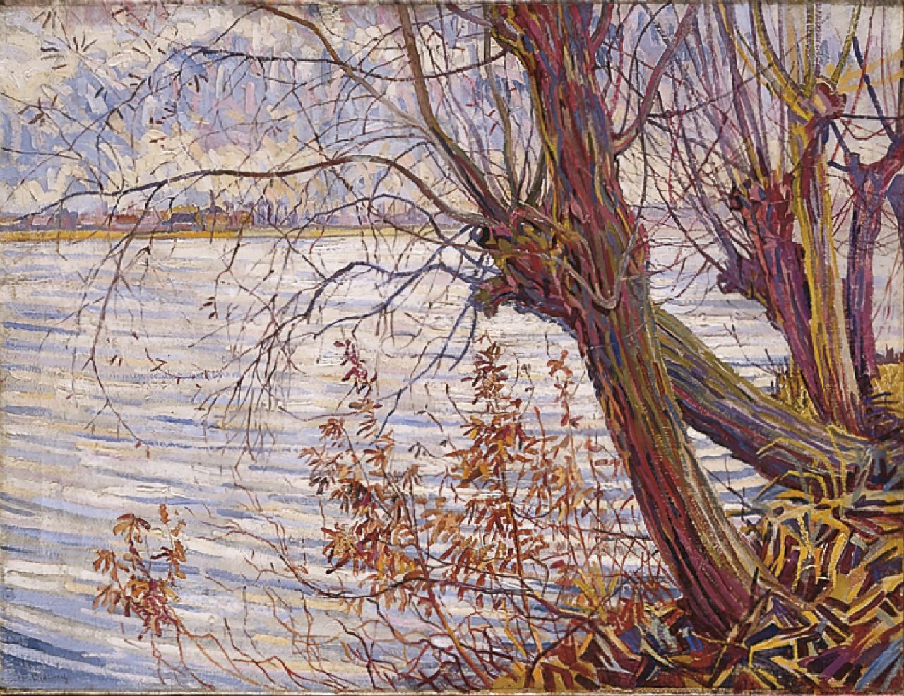 Bieling H.F.  | Hermann Friederich 'Herman' Bieling, The Voorplas in Hillegersberg, oil on burlap 67.3 x 88.7 cm, signed l.l. and painted in 1923