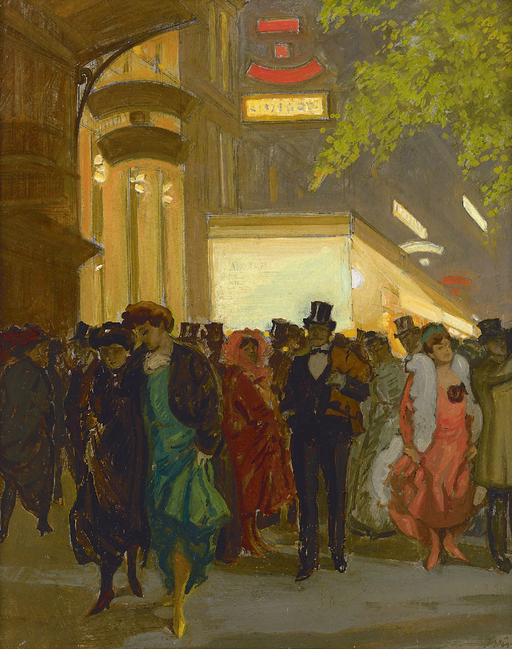 Minartz A.G.  | Antoine Guillaume 'Tony' Minartz, Leaving the theatre, oil on board 53.5 x 43.4 cm, signed l.r.