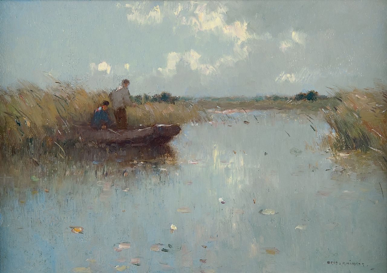 Knikker A.  | Aris Knikker, Fishermen, oil on painter's board 24.5 x 35.1 cm, signed l.r.