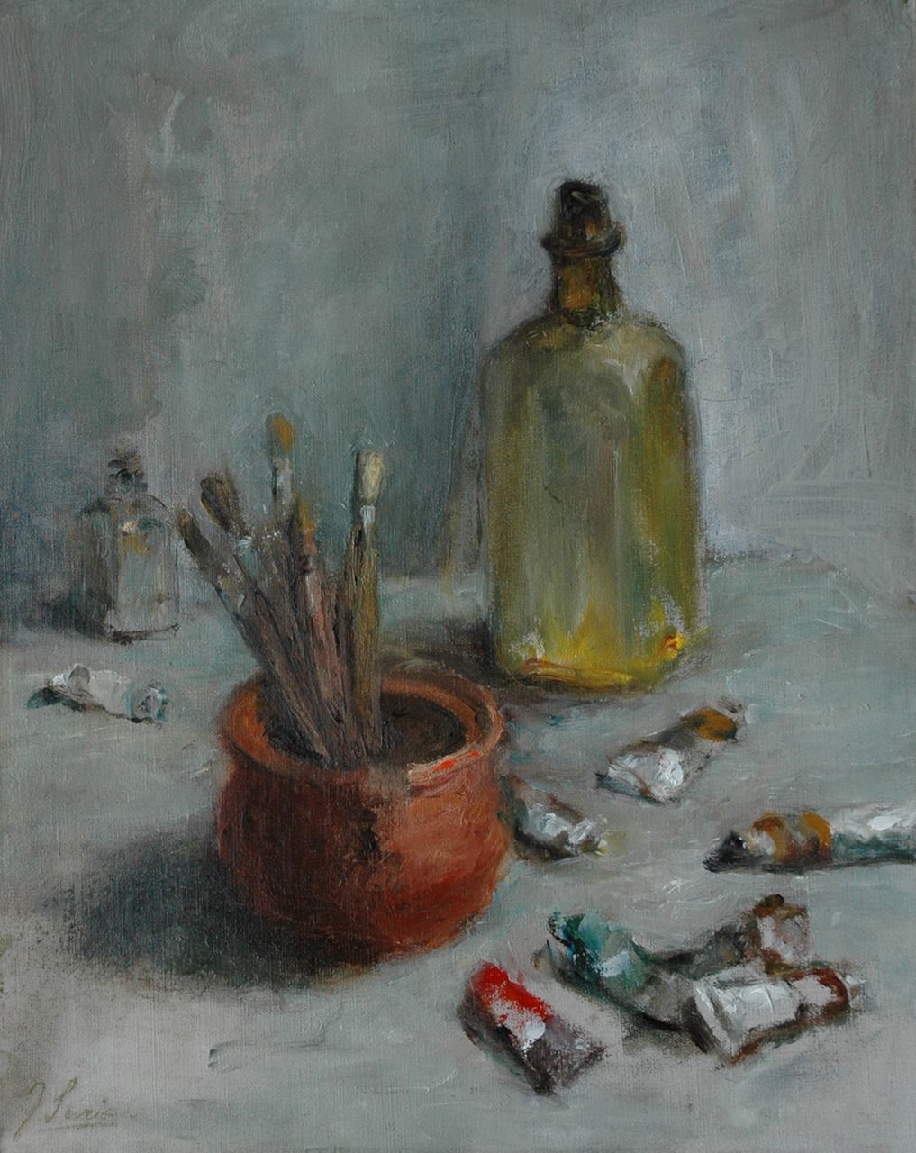 Surie J.  | Jacoba 'Coba' Surie, A painter's stillife, oil on canvas 51.3 x 41.7 cm, signed l.l.