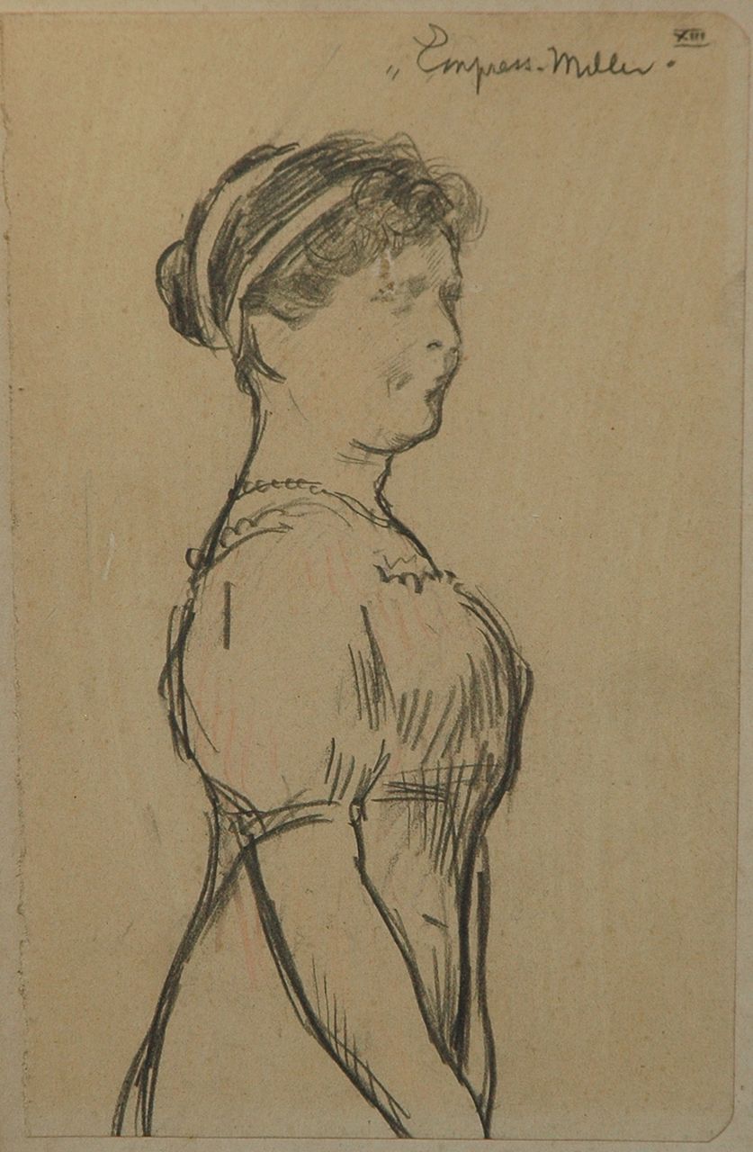 Sluiter J.W.  | Jan Willem 'Willy' Sluiter, Empress-Miller, pencil on paper 19.6 x 12.3 cm