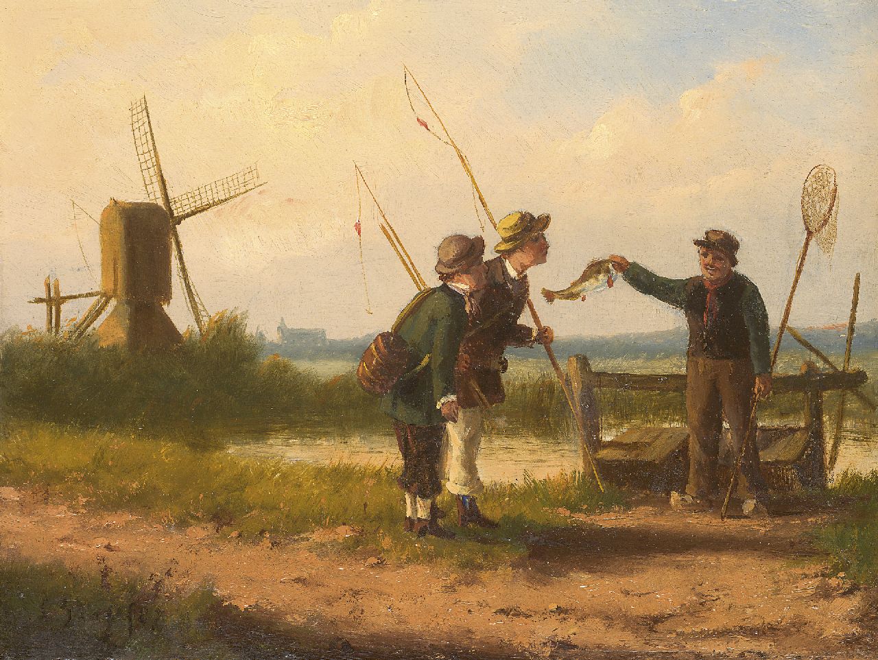 Plas L.  | Louwerencius Plas, With the silver fishing rod, oil on panel 20.2 x 26.4 cm, signed l.l. and dated '87
