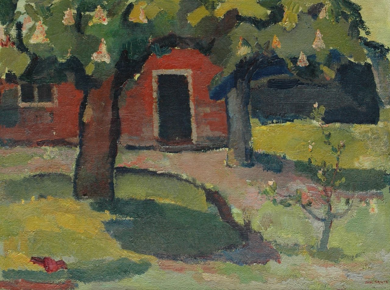 Kagie J.L.  | Johannes Leonardus 'Jan' Kagie, Farm in the spring, oil on canvas 59.9 x 80.2 cm, signed l.r. and on the stretcher and to be dated ca. 1956-1957