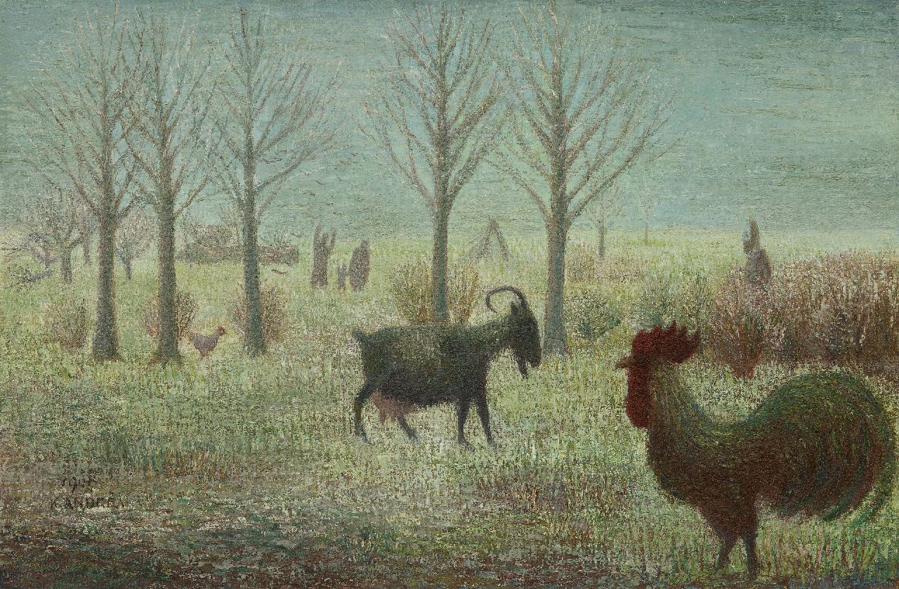 Andréa C.  | Cornelis 'Kees' Andréa | Paintings offered for sale | Landscape with figures and animals, oil on canvas 37.5 x 56.5 cm, signed l.l. and on the reverse and painted 1943 on the reverse