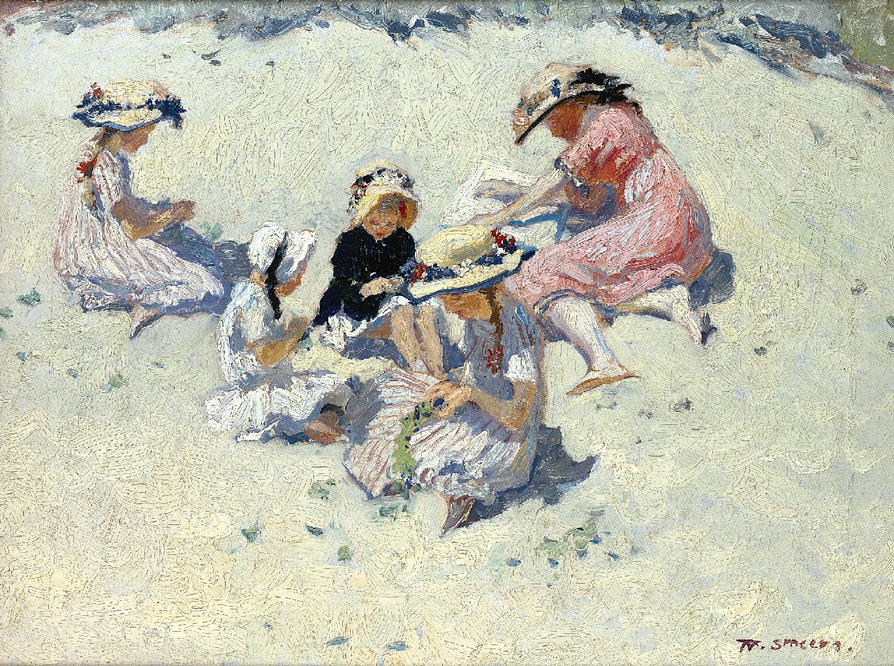 Smeers F.  | Frans Smeers, Children in the dunes, oil on canvas 45.3 x 60.4 cm, signed l.r. and painted 1911 on the reverse