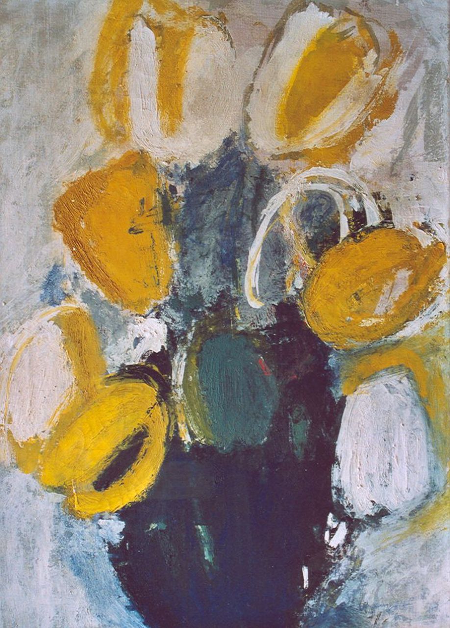 Nanninga J.  | Jacob 'Jaap' Nanninga, Vase with tulips, oil on canvas 50.2 x 35.0 cm, signed l.r. (vague)