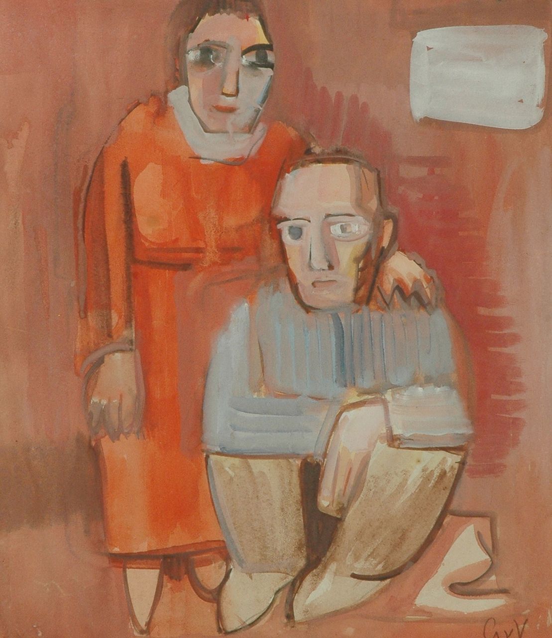 Velde G. van | Gerardus 'Geer' van Velde, A couple, watercolour and gouache on paper 37.5 x 32.5 cm, signed l.r. and painted circa 1930