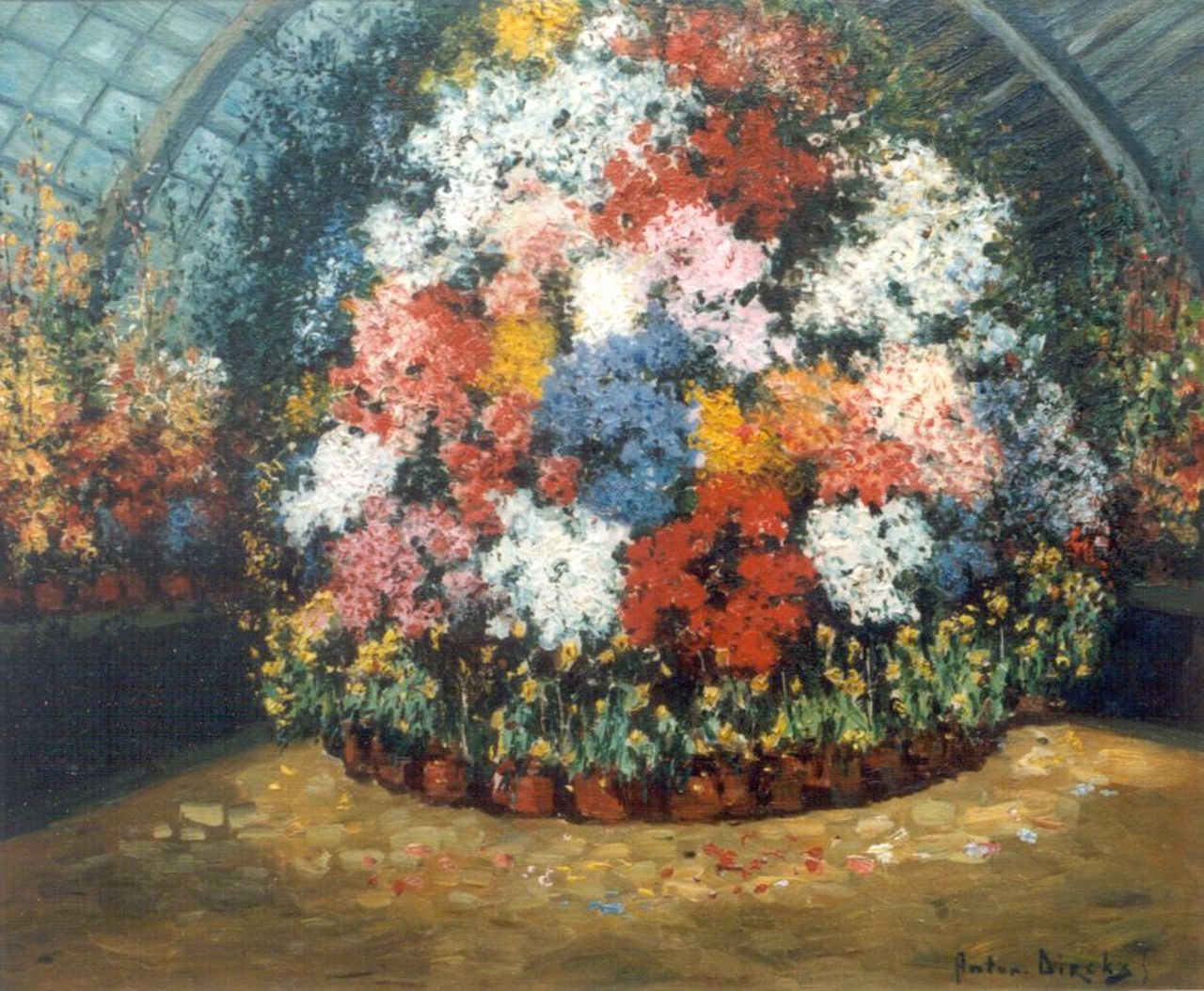 Dirckx A.B.  | Antonius Bernardus 'Anton' Dirckx, The Greenhouse, oil on canvas 46.0 x 56.0 cm, signed l.r.