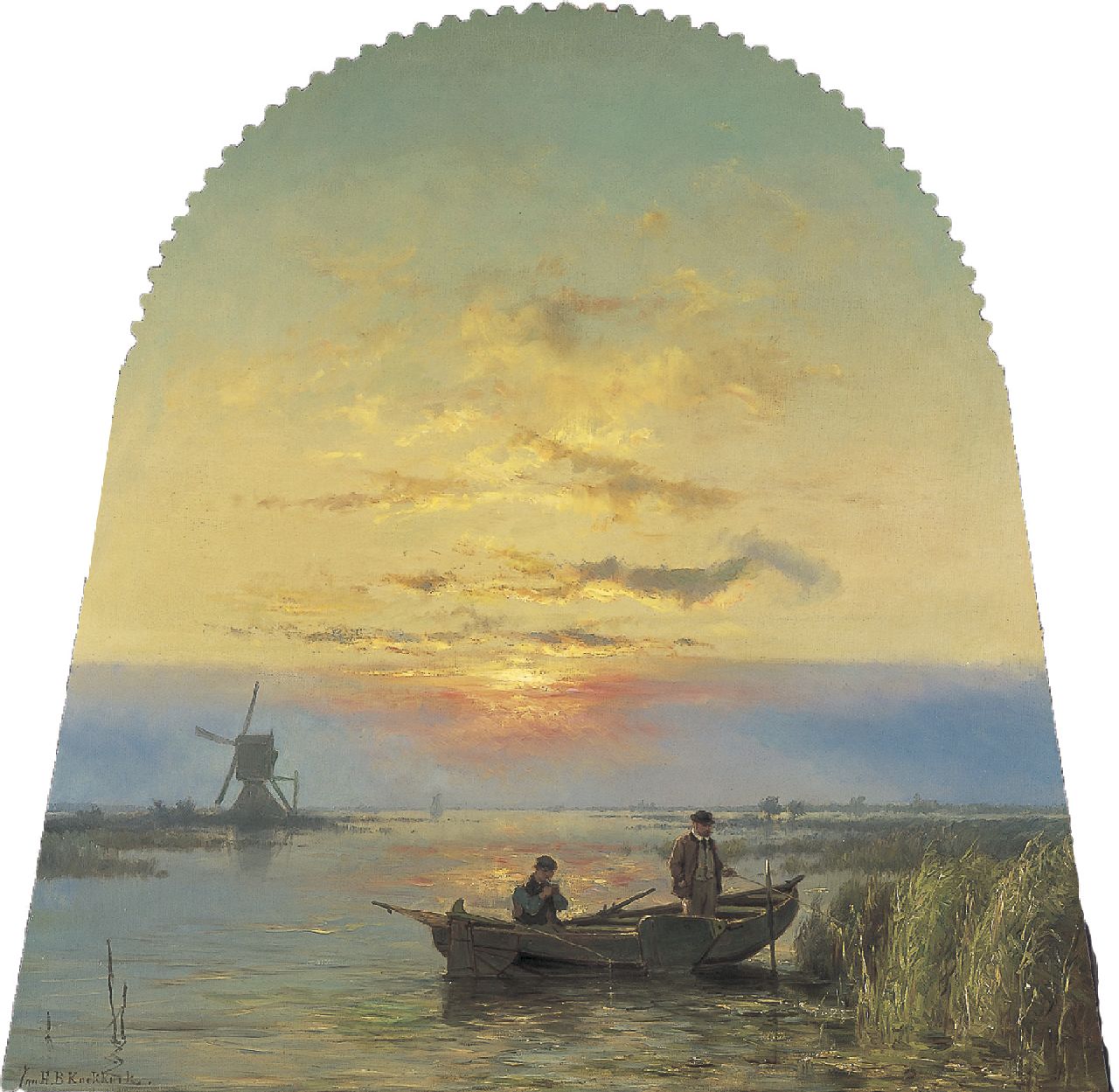 Koekkoek J.H.B.  | Johannes Hermanus Barend 'Jan H.B.' Koekkoek, Vissen bij ochtendgloren, oil on panel 126.0 x 127.3 cm
