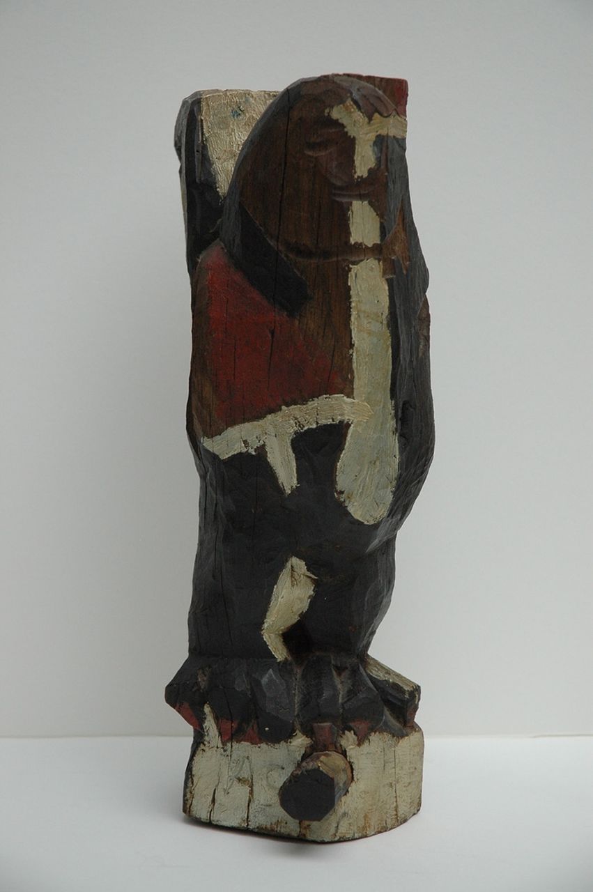 Spronken A.J.E.  | 'Arthur' Jan Elisa Spronken, Rooster, painted wood 35.5 x 11.5 cm, signed with initials on base