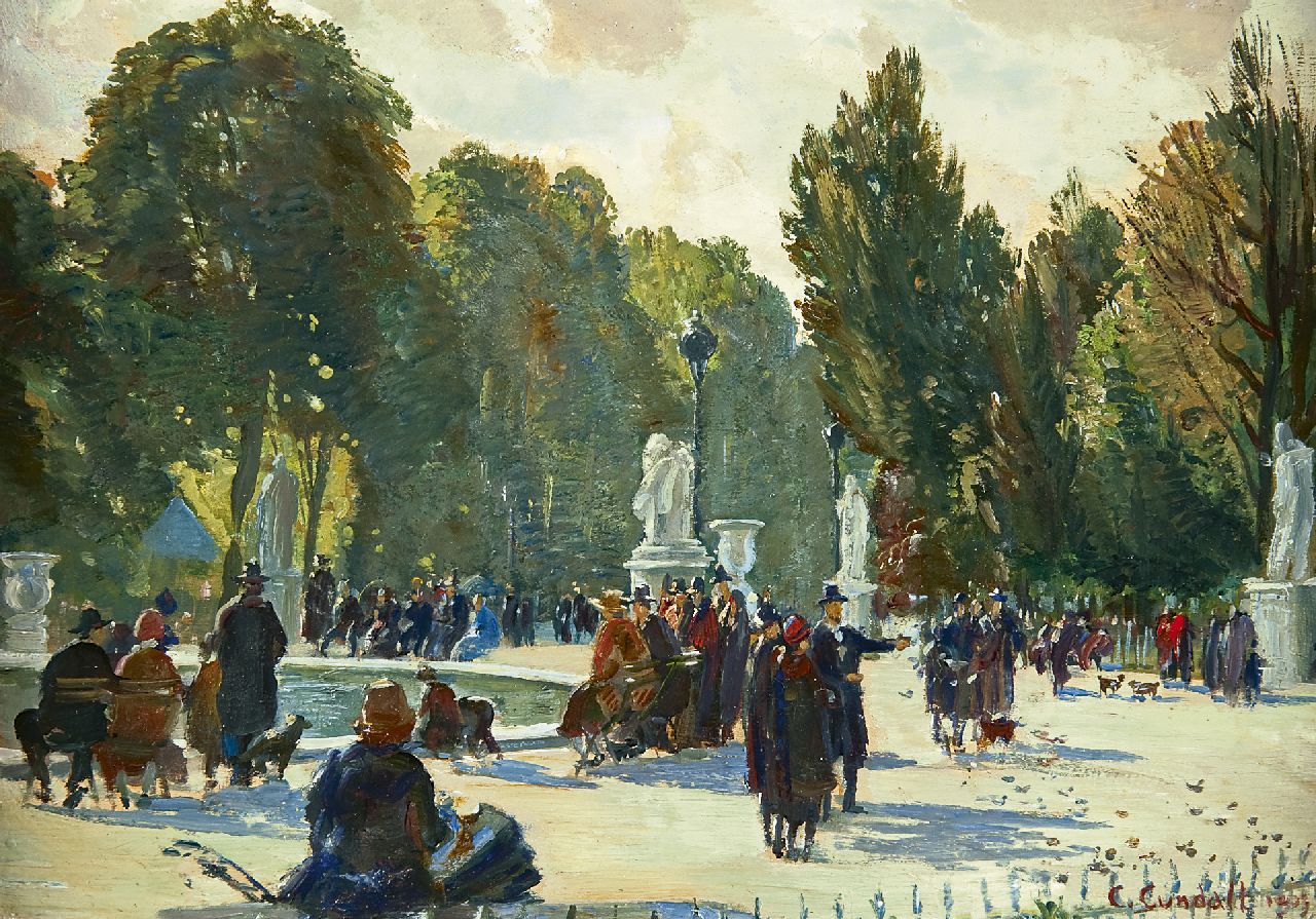 Cundall C.E.  | Charles-Ernest Cundall, Jardin des Tuilleries, Paris, oil on panel 23.5 x 32.9 cm, signed l.r. and dated 1939