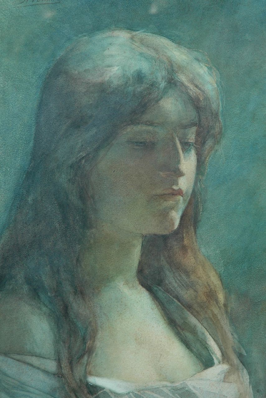 Waay N. van der | Nicolaas van der Waay, Portrait of young lady, watercolour on paper 52.0 x 35.4 cm, signed u.l.