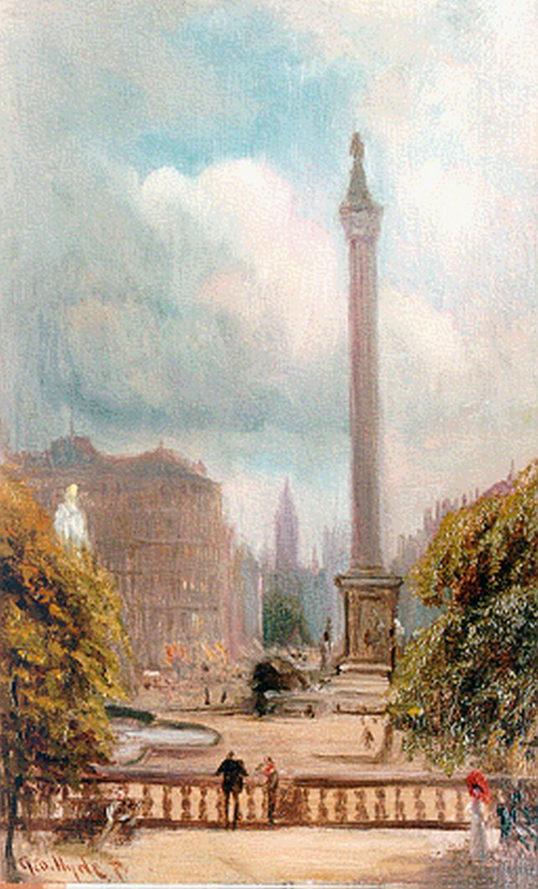 Hyde-Pownall G.  | George Hyde-Pownall, Trafalgar Square, oil on panel 25.6 x 16.0 cm, signed l.l.