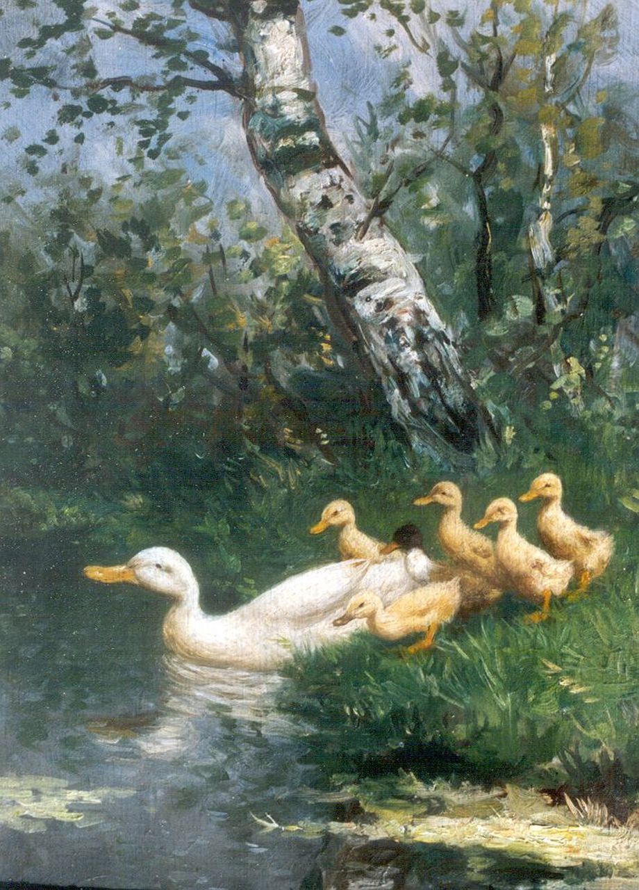 Artz C.D.L.  | 'Constant' David Ludovic Artz, Hen and ducklings watering, oil on panel 24.1 x 17.8 cm, signed l.r.