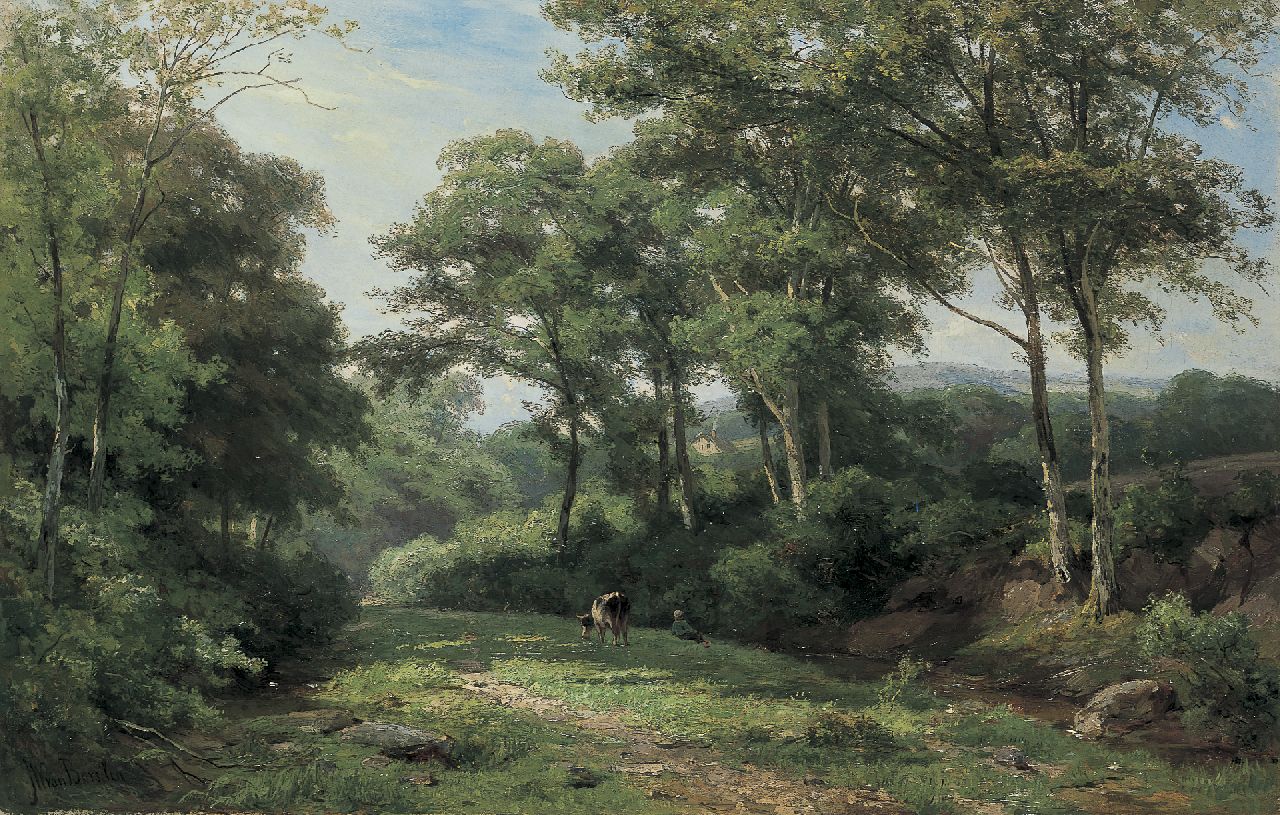 Jan Willem van Borselen | A shepherd, oil on canvas, 44.8 x 70.3 cm, signed l.l.