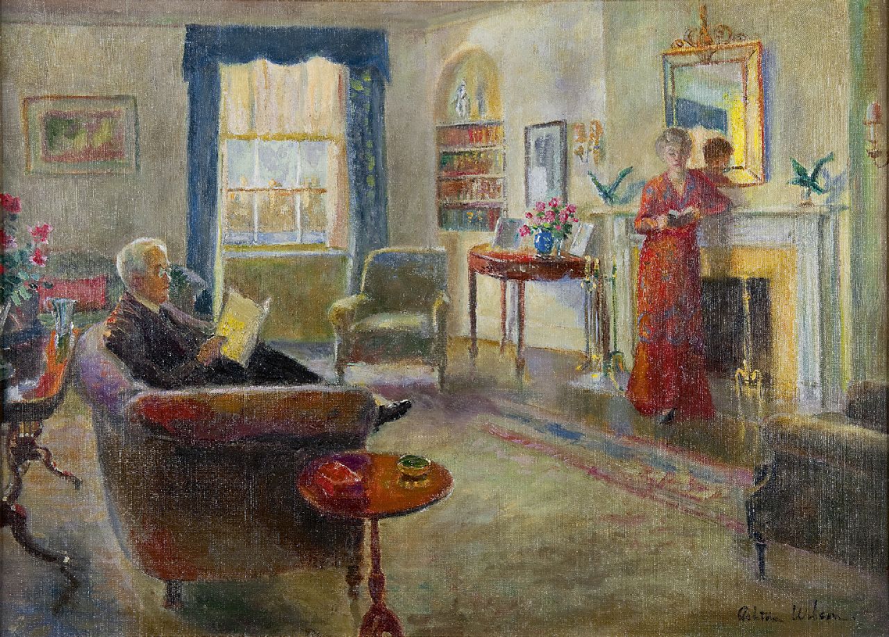 Ashton Wilson | Reading time, oil on canvas, 51.0 x 71.4 cm, signed l.r.