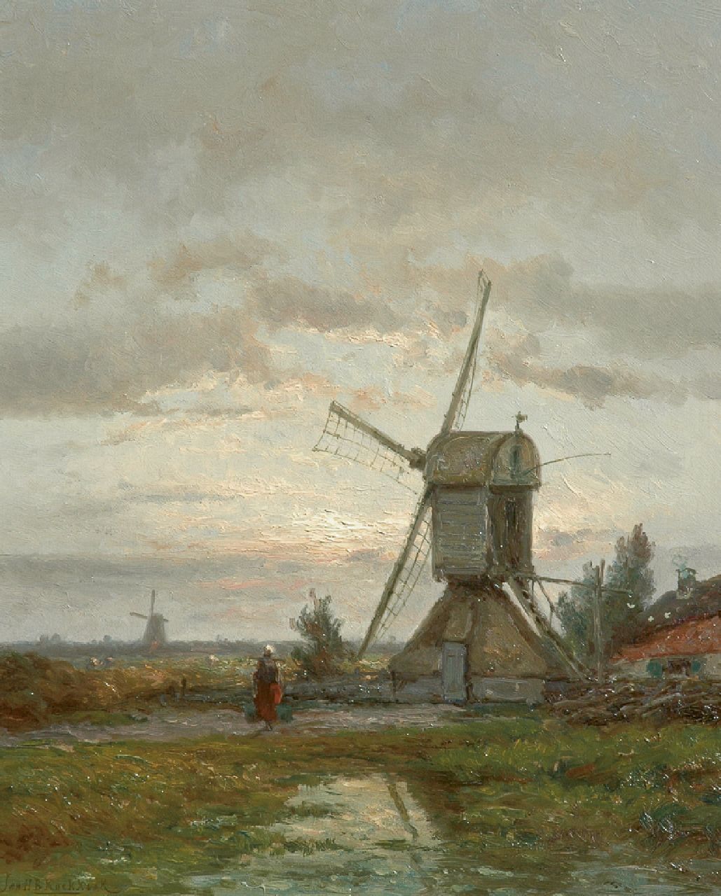 Koekkoek J.H.B.  | Johannes Hermanus Barend 'Jan H.B.' Koekkoek, Flour mill De Lelie near Kortenhoef, oil on panel 56.0 x 45.5 cm, signed l.l.