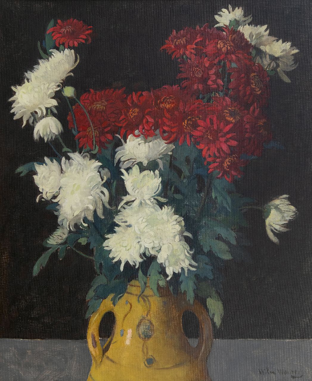 Wouters W.H.M.  | Wilhelmus Hendrikus Marie 'Wilm' Wouters, Still life with chrysanthemum, oil on canvas 65.1 x 53.0 cm, signed l.r.