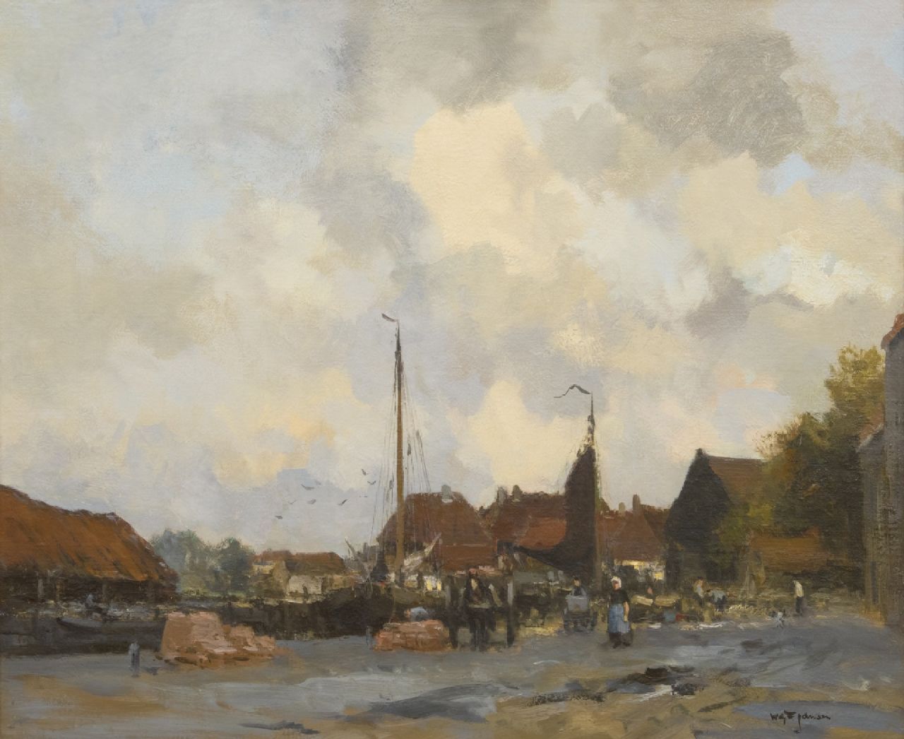 Jansen W.G.F.  | 'Willem' George Frederik Jansen | Paintings offered for sale | Inner Harbour, oil on canvas 63.0 x 76.3 cm, signed l.r.