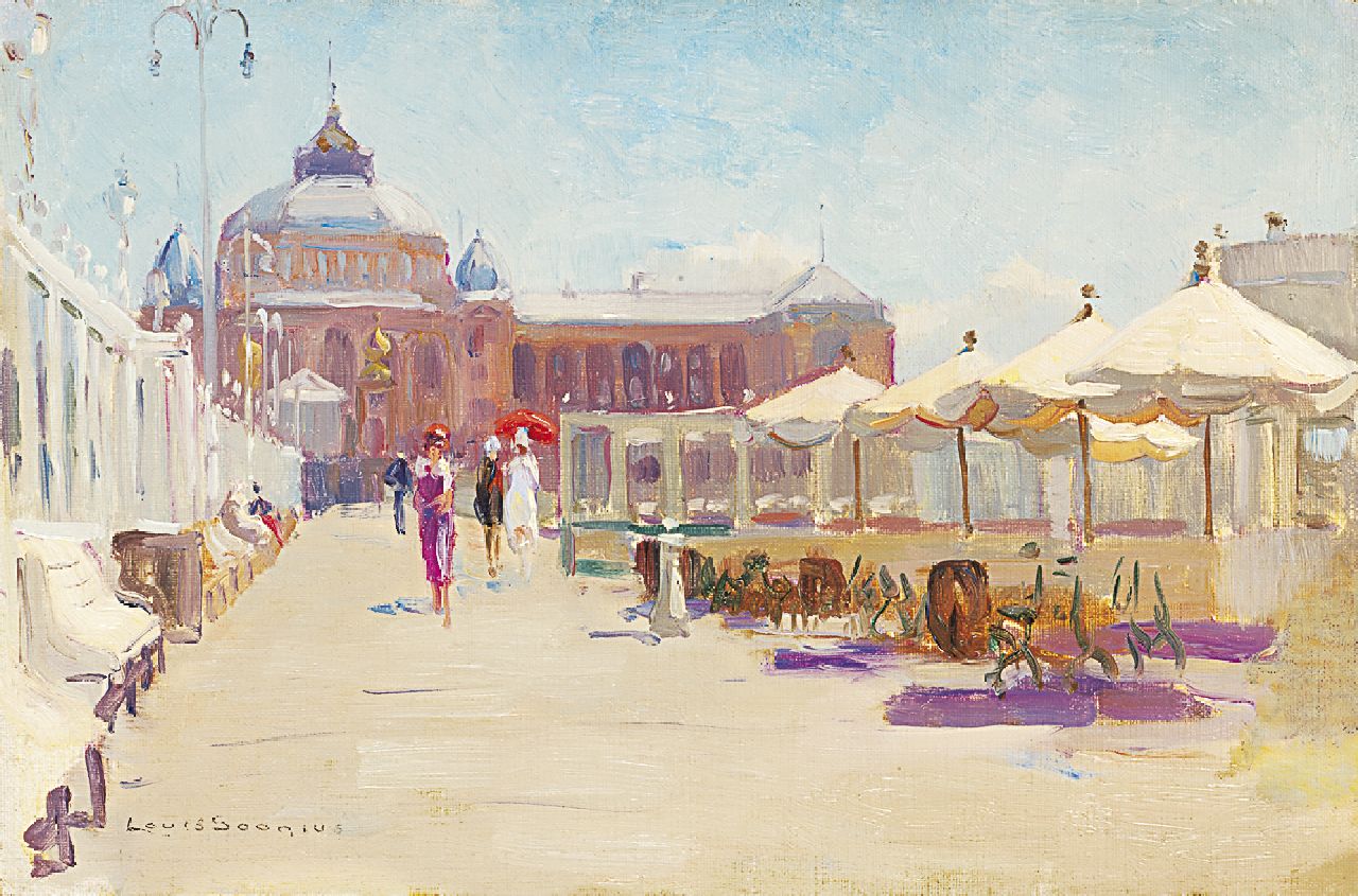 Soonius L.  | Lodewijk 'Louis' Soonius, Parading on the Scheveningen pier, oil on board 23.3 x 35.4 cm, signed l.l.