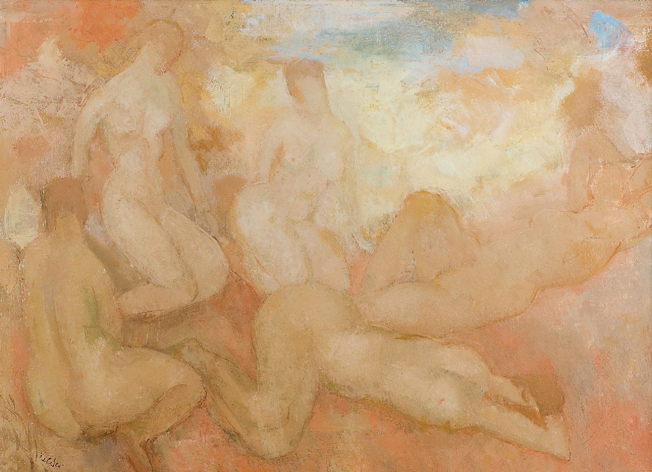 Kelder A.B.  | Antonius Bernardus 'Toon' Kelder | Paintings offered for sale | Female nudes, oil on canvas 47.8 x 64.5 cm, signed l.l.