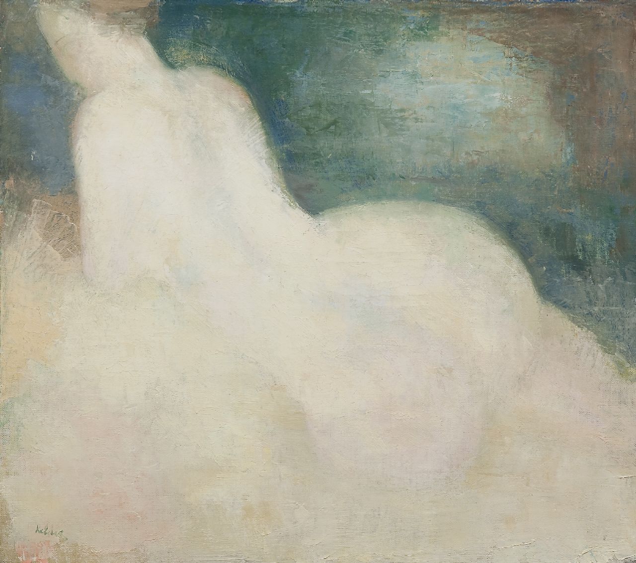 Kelder A.B.  | Antonius Bernardus 'Toon' Kelder | Paintings offered for sale | Female nude, seen from the back, oil on canvas 36.7 x 41.1 cm, signed l.l.