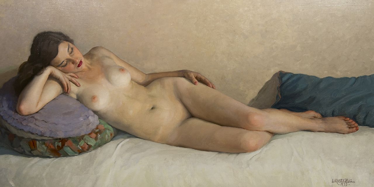 Luis Martí Gras | Female nude on a sofa, oil on canvas, 80.8 x 155.8 cm, signed l.r. and dated 1933