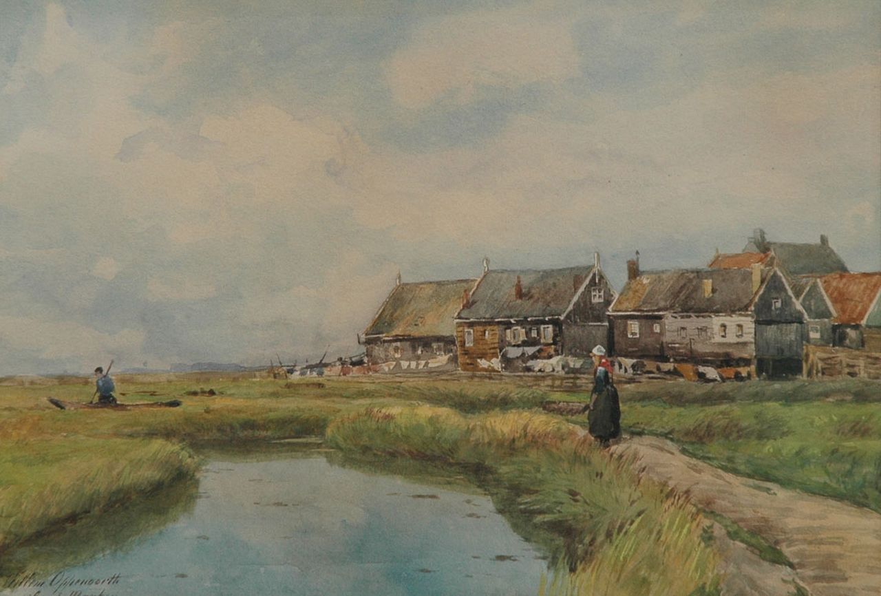 Oppenoorth W.J.  | 'Willem' Johannes Oppenoorth, On the island Marken, watercolour on paper 24.8 x 34.9 cm, signed l.l.