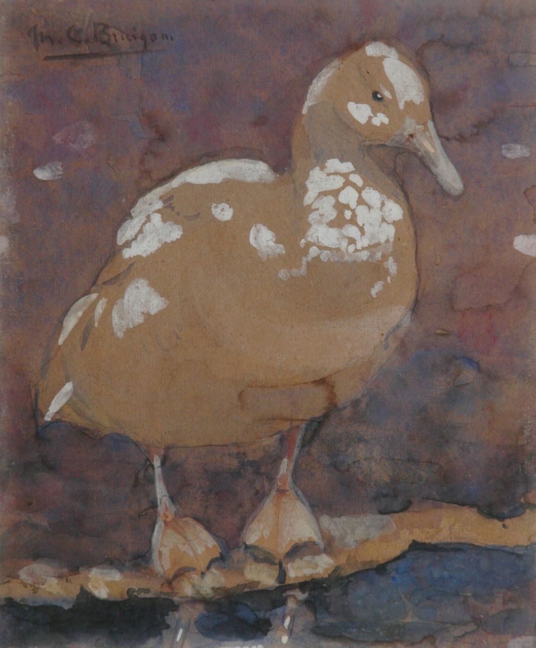 Bruigom M.C.  | Margaretha Cornelia 'Greta' Bruigom, A duck, watercolour on paper 17.5 x 14.4 cm, signed u.l.