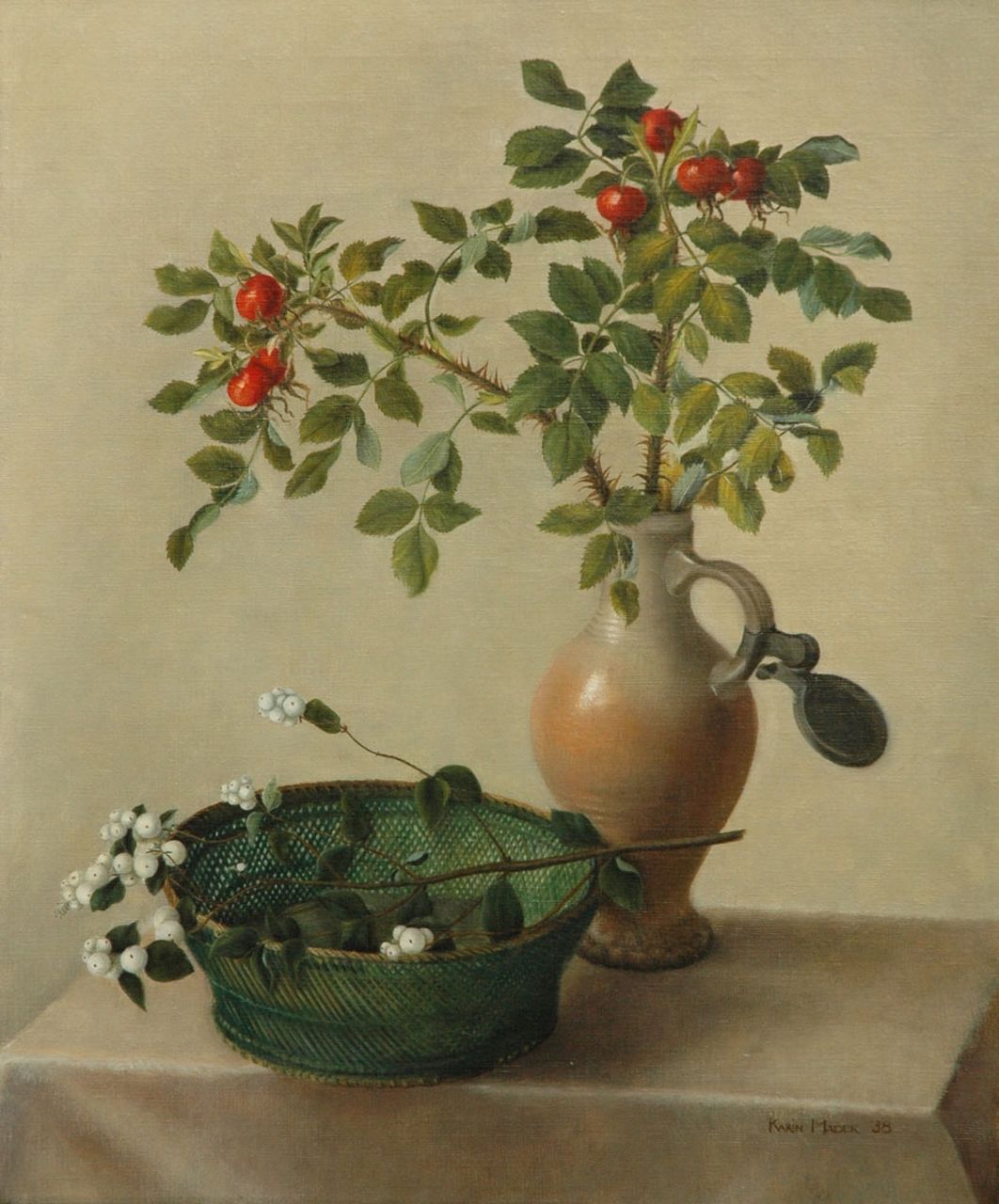 Mader K.M.  | Katharina Margareta 'Karin' Mader, Still life with branches, oil on canvas 60.2 x 50.3 cm, signed l.r. and dated '38