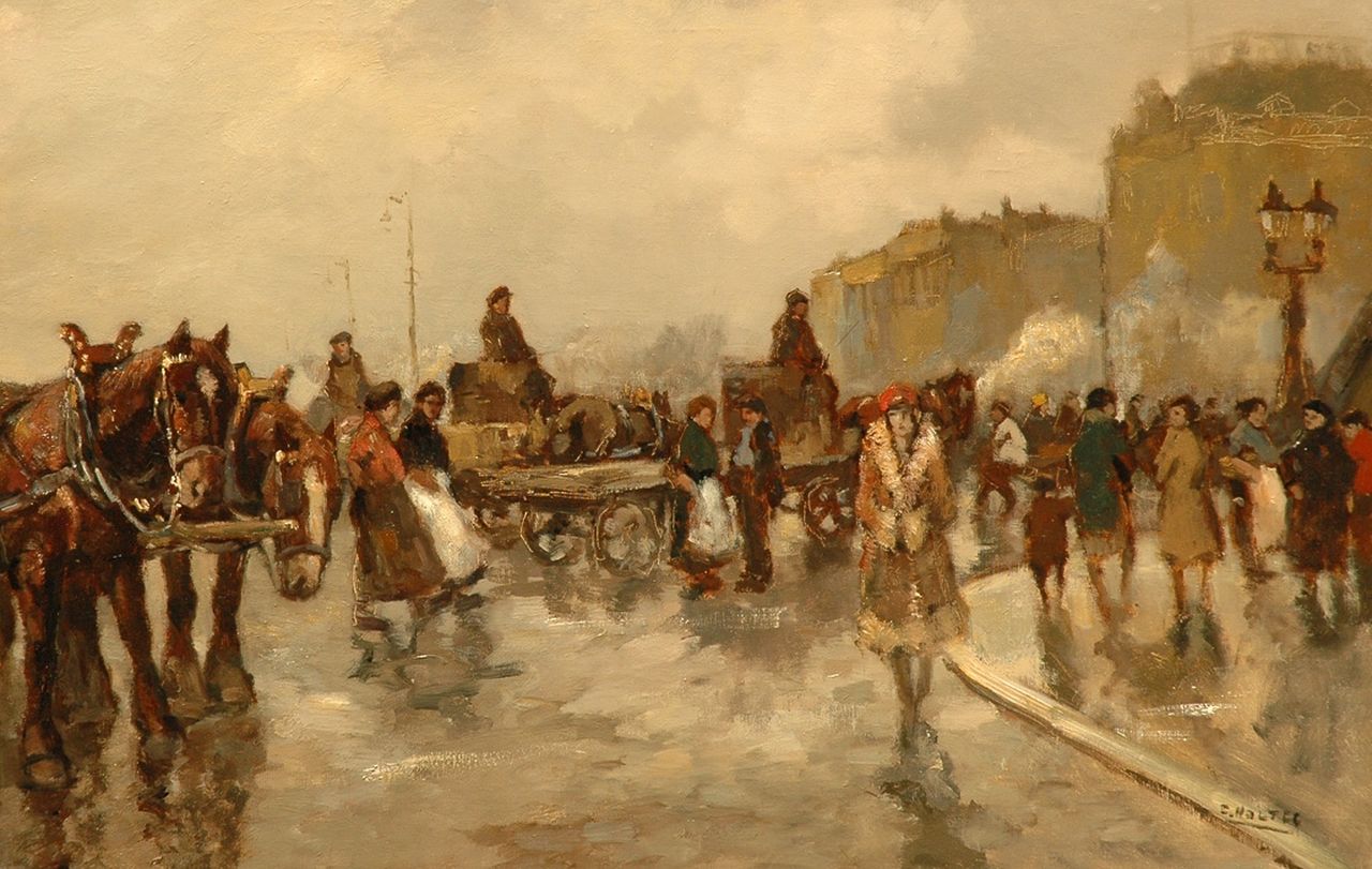 Noltee B.C.  | Bernardus Cornelis 'Cor' Noltee, A busy day in Paris, oil on canvas 60.1 x 90.3 cm, signed l.r.