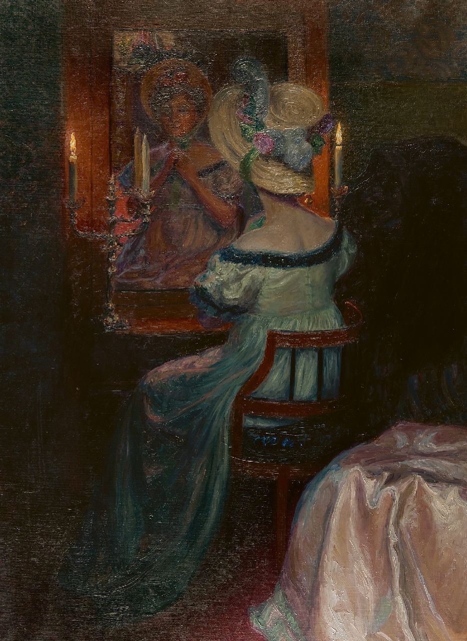 Ida Kupelwieser | In front of the mirror, oil on canvas, 110.5 x 80.3 cm, painted ca. 1910