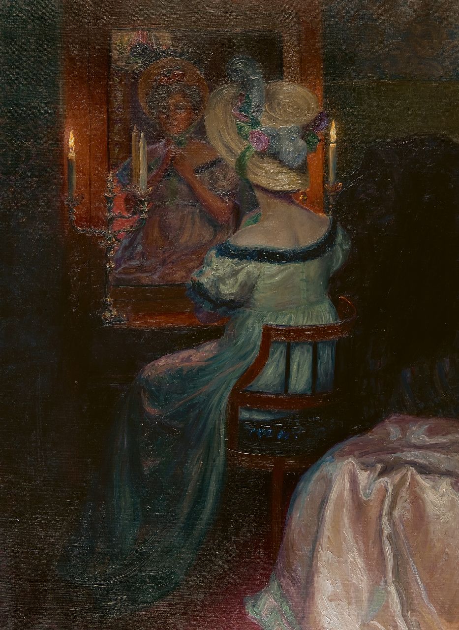 Kupelwieser I.  | Ida Kupelwieser | Paintings offered for sale | In front of the mirror, oil on canvas 110.5 x 80.3 cm, painted ca. 1910