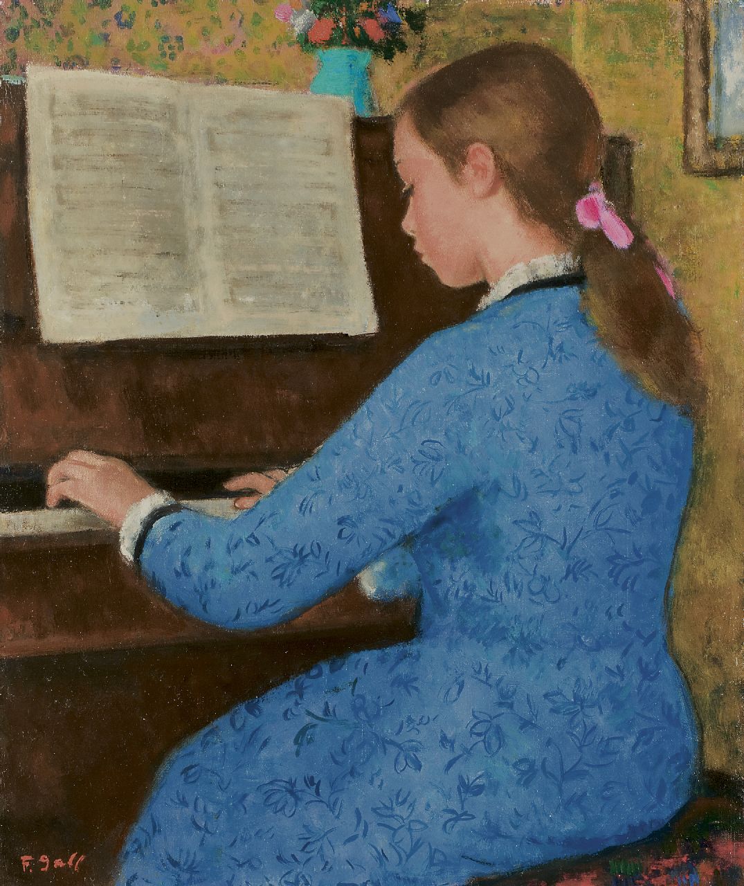 François Gall | Elizabeth-Anne Gall at the piano, oil on canvas, 46.1 x 38.2 cm, signed l.l.