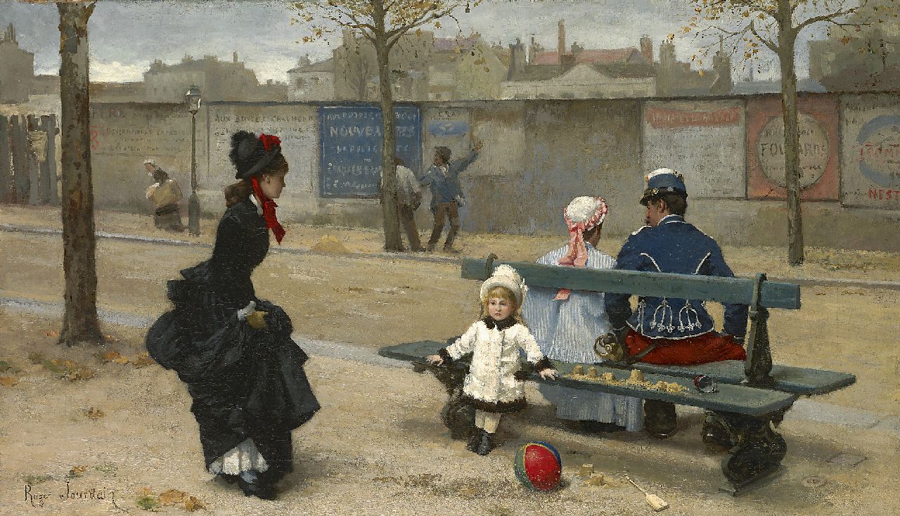 Roger Joseph Jourdain | Playing ball, oil on canvas, 35.5 x 61.5 cm, signed l.l.