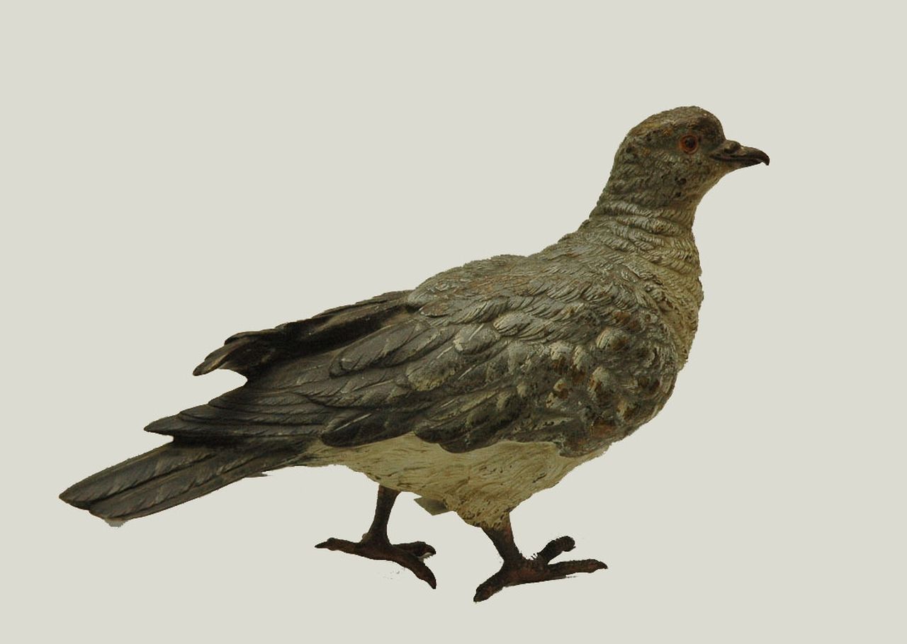 Onbekend   | Onbekend, A dove, painted bronze 11.8 x 7.0 cm