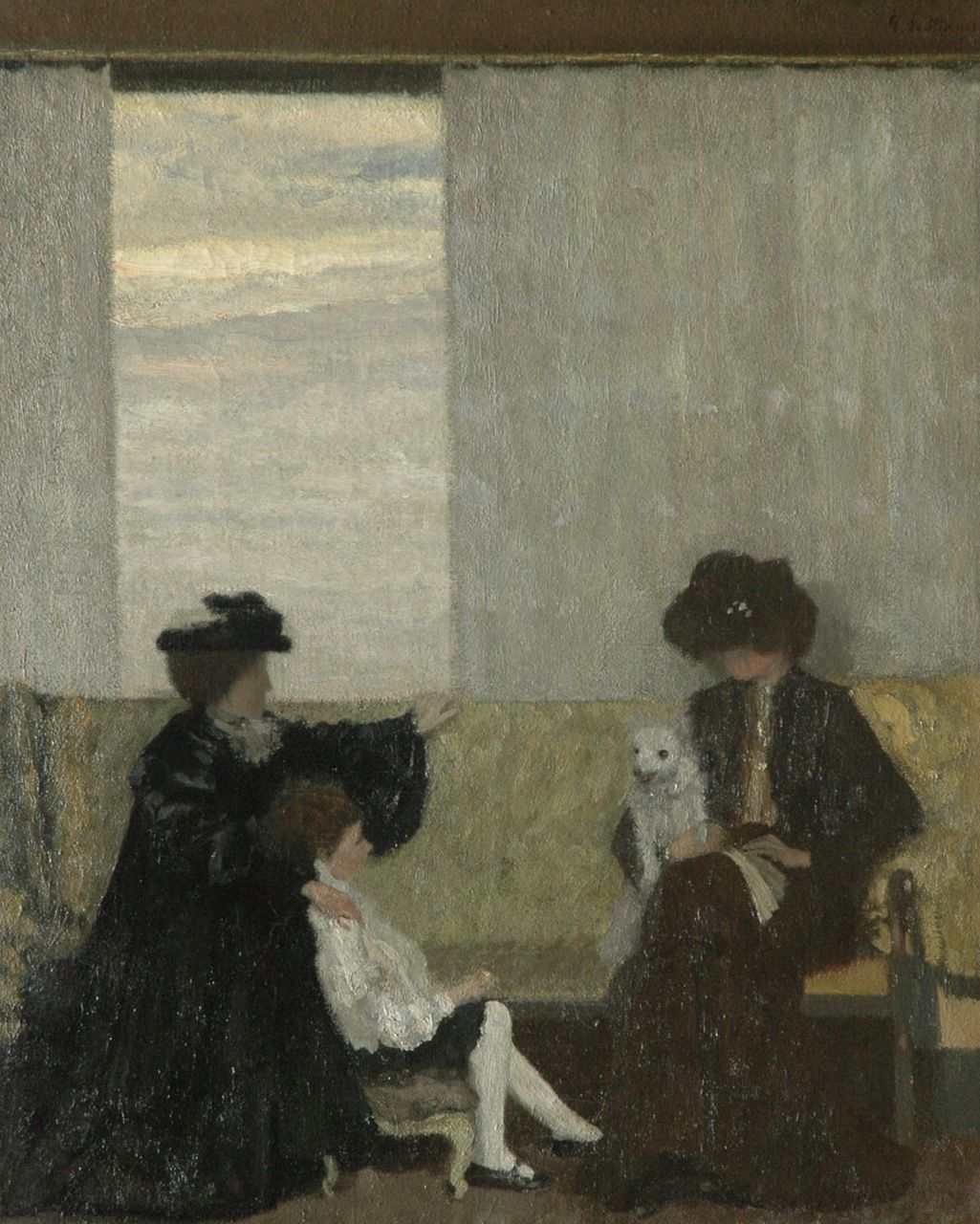 Sauter G.  | Georg Sauter, The morning call, oil on canvas 110.7 x 89.3 cm, signed u.r. and dated 1902